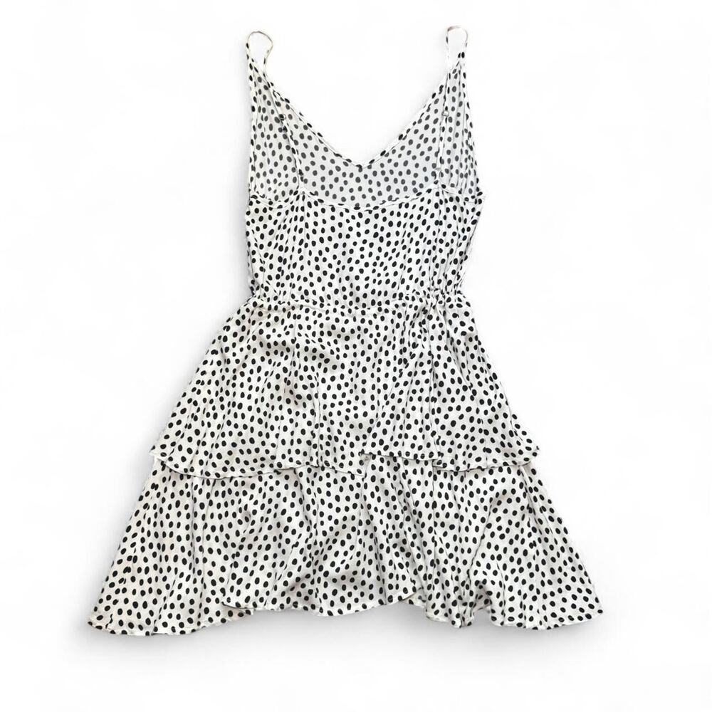 NEW MINKPINK Women’s Babydoll White & Black Polka Dot Tiered Tied Dress — SMALL - Picture 3 of 6